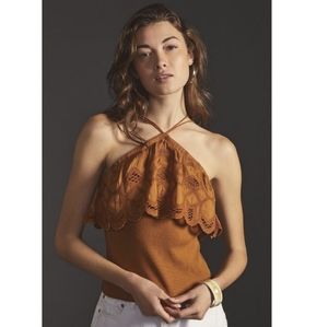 NWT Anthropology ruffle halter tank